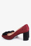 Prada Burgundy/Black Suede Bow Pump Size 40