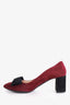 Prada Burgundy/Black Suede Bow Pump Size 40