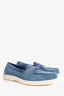 Santoni Blue Suede Detroit Loafers Size 10.5 Mens