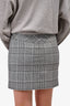 Alexander Wang Grey Check Giant Silver Buttoned Skirt Size M