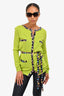 Moschino Lime Green Silk Belted Cardigan Size 38