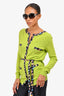 Moschino Lime Green Silk Belted Cardigan Size 38