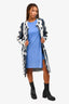 Peter Pilotto Blue/White Wool/Rabbit Patterned Cardigan Coat Size M