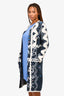 Peter Pilotto Blue/White Wool/Rabbit Patterned Cardigan Coat Size M