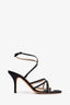 Jimmy Choo Black Satin/Leather Strappy Sandal Heels Size 39 (As Is)