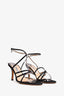 Jimmy Choo Black Satin/Leather Strappy Sandal Heels Size 39 (As Is)