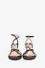 Jimmy Choo Black Satin/Leather Strappy Sandal Heels Size 39 (As Is)