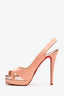 Christian Louboutin Pink Satin/Leather Peep Toe Heels