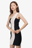 Herve Leger Black/Cream One-Shoulder Bodycon Dress Size M