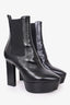 Saint Laurent Black Leather Platform Ankle Boots Size 36