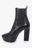 Saint Laurent Black Leather Platform Ankle Boots Size 36