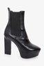 Saint Laurent Black Leather Platform Ankle Boots Size 36