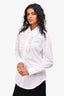 Nili Lotan White Long Sleeve Embroidered Button Down Top Size S