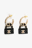 Pre-Loved Chanel™ 2023 Gold Toned Resin/Leather Purse Drop CC Earrings