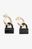 Pre-Loved Chanel™ 2023 Gold Toned Resin/Leather Purse Drop CC Earrings