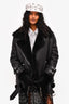 Acne Studios Black Shearling/Leather Oversized Moto Cycle Jacket Size 32