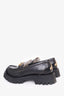 Gucci Black Leather Embroidered Lug Sole Loafer with Horsebit Size 41