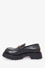 Gucci Black Leather Embroidered Lug Sole Loafer with Horsebit Size 41