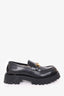 Gucci Black Leather Embroidered Lug Sole Loafer with Horsebit Size 41