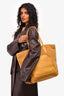 Loro Piana Mustard Yellow Shearling/Leather Large 'Sesia' Tote Bag