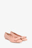 Salvatore Ferragamo Nude Leather Bow Pointed Toe 'Sella' Flats Size 5.5