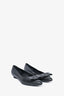 Salvatore Ferragamo Black Leather Bow Pointed Toe 'Sella' Flats Size 5.5