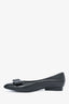 Salvatore Ferragamo Black Leather Bow Pointed Toe 'Sella' Flats Size 5.5