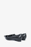 Salvatore Ferragamo Black Leather Bow Pointed Toe 'Sella' Flats Size 5.5