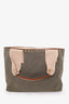 Valentino Green/Beige Canvas Rockstud Tote with Pouch