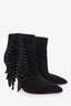 Saint Laurent Black Suede Pointed Fringe Boots Size 38.5