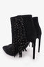 Saint Laurent Black Suede Pointed Fringe Boots Size 38.5