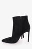 Saint Laurent Black Suede Pointed Fringe Boots Size 38.5