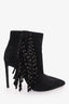 Saint Laurent Black Suede Pointed Fringe Boots Size 38.5