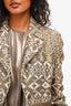 Etro Gold/White Metallic Jacquard Collard Jacket Size 38