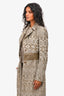 Etro Gold/White Metallic Jacquard Collard Jacket Size 38