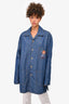 Gucci Blue Denim Oversized Sun Detail Oversized Shirt Size 46