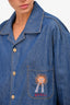 Gucci Blue Denim Oversized Sun Detail Oversized Shirt Size 46