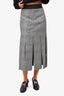 Maje Grey Plaid Fringe Bottom Skirt Size 36