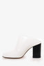 Maison Margiela White Leather Asymmetrical Heel Mules Size 37