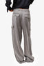 Dries Van Noten Grey Satin Wide Leg Cargo Pants sz 40