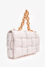 Bottega Veneta White Leather Chain Padded Cassette Bag