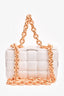 Bottega Veneta White Leather Chain Padded Cassette Bag