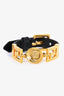 Versace Black Leather Gold Toned Medusa Buckle Bracelet