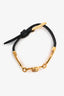 Versace Black Leather Gold Toned Medusa Buckle Bracelet