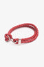 Burberry Red Leather Braided Hook Bracelet