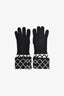 Pre-Loved Chanel™ 2018 Black/White Cashmere Blend CC Fold Over Gloves