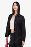 Christian Dior Black Denim Metal Eye-let Detail Jacket Size 10