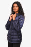 Prada Navy Blue Quilted Down Jacket with Cinched Waist Size 38