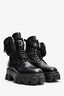 Prada Black Leather/Re-Nylon Monolith Platform Boots with Pouch Size 38