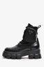 Prada Black Leather/Re-Nylon Monolith Platform Boots with Pouch Size 38